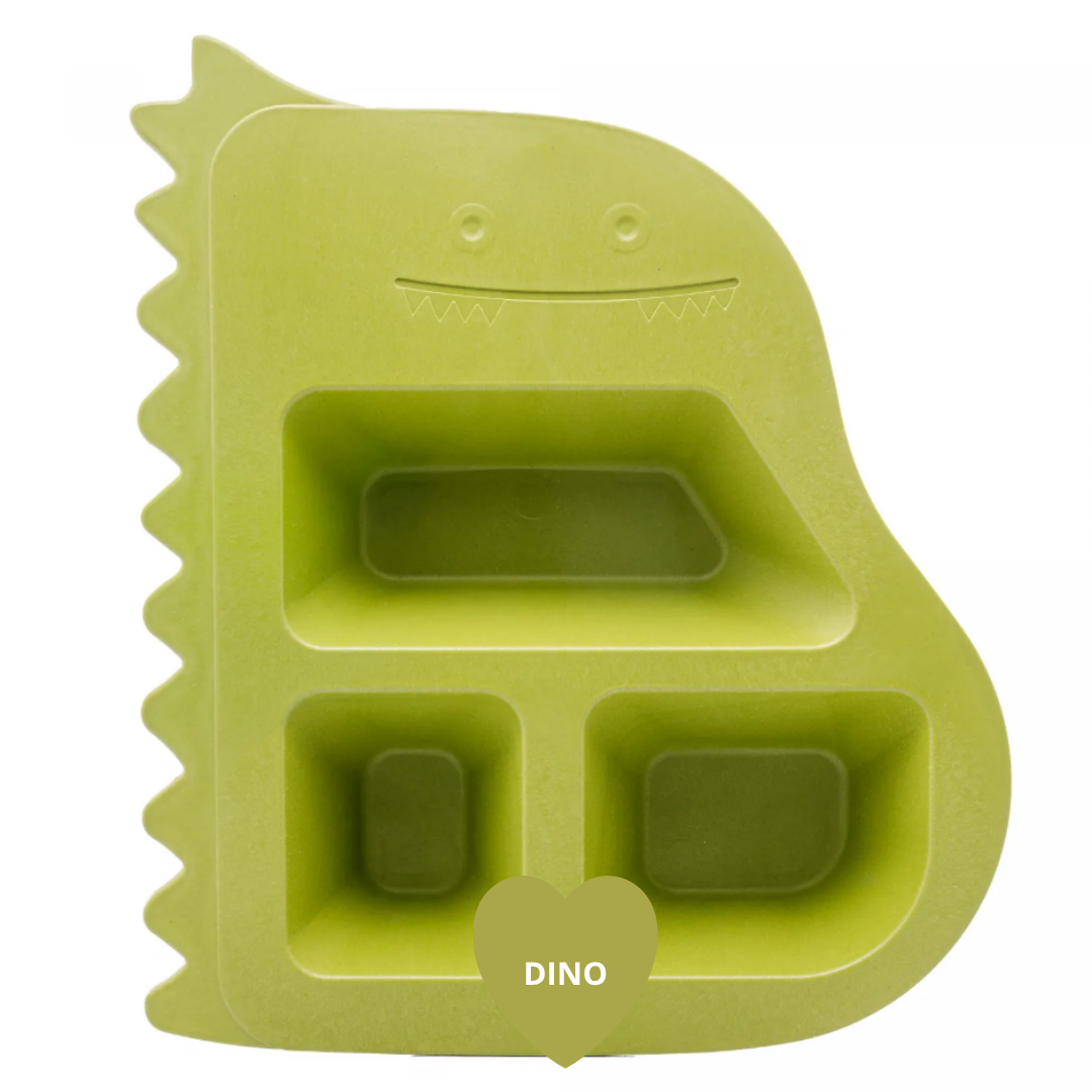 Prato E Talheres Baby Dino Verde Conjunto Alimentação Pp