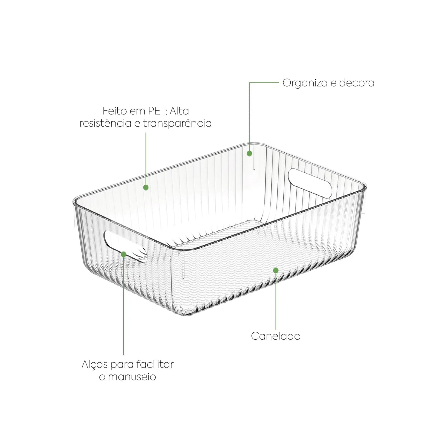 Cesto Organizador Transparentes Pequeno Com Alça 3,4l 24,5cm
