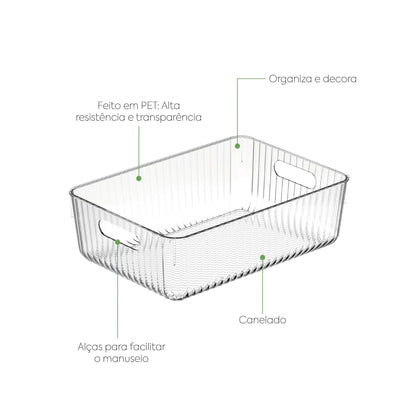 Cesto Organizador Transparentes Pequeno Com Alça 3,4l 24,5cm