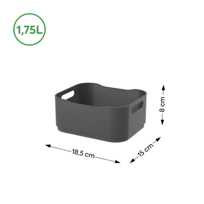 Cestos Organizadores Fit Pequenos com Alça 1,75l 18,5cm Cinza Chumbo com 4 unidades