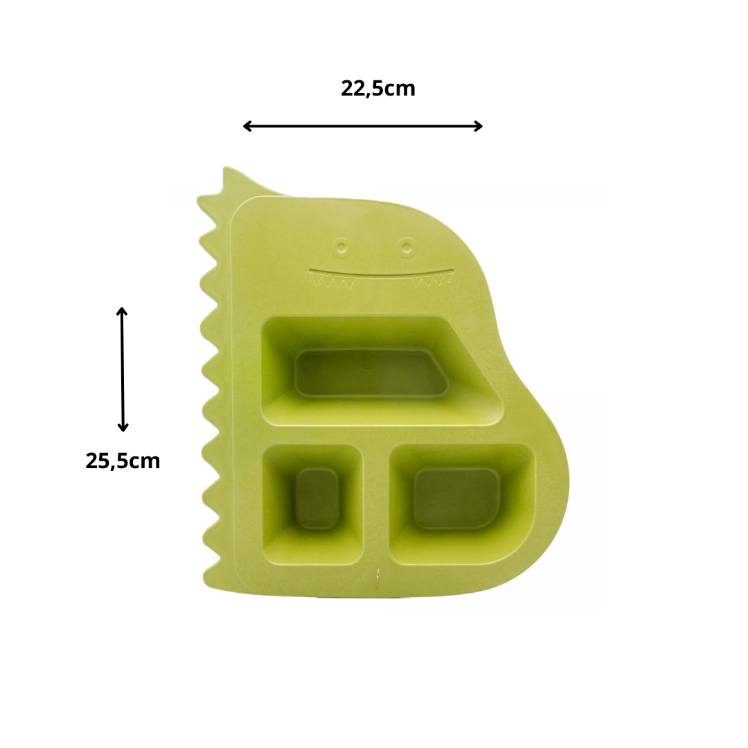Prato E Talheres Baby Dino Verde Conjunto Alimentação Pp
