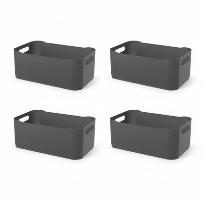 Cestos Organizadores Fit Grande com Alça 5,6l 30,5cm Cinza Chumbo com 4 unidades