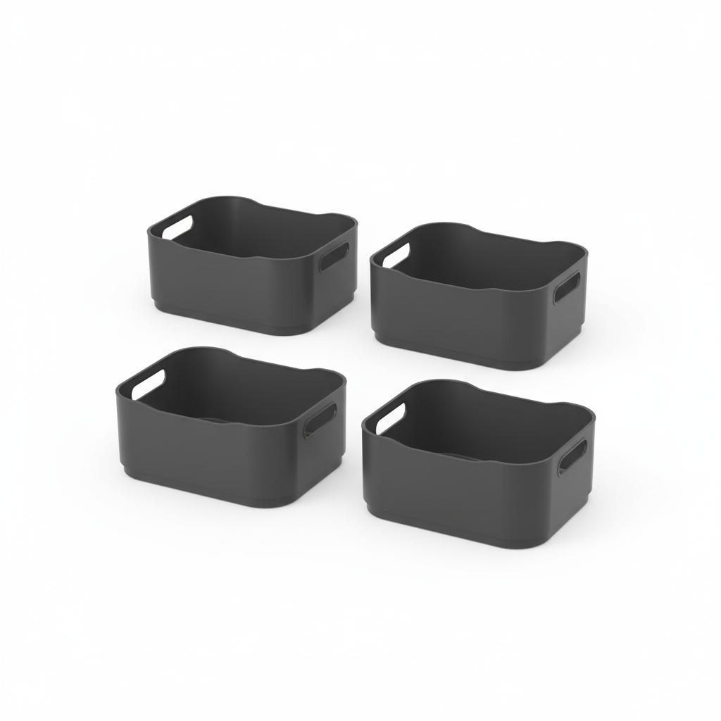Cestos Organizadores Fit Pequenos com Alça 1,75l 18,5cm Cinza Chumbo com 4 unidades