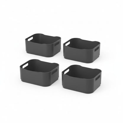 Cestos Organizadores Fit Pequenos com Alça 1,75l 18,5cm Cinza Chumbo com 4 unidades