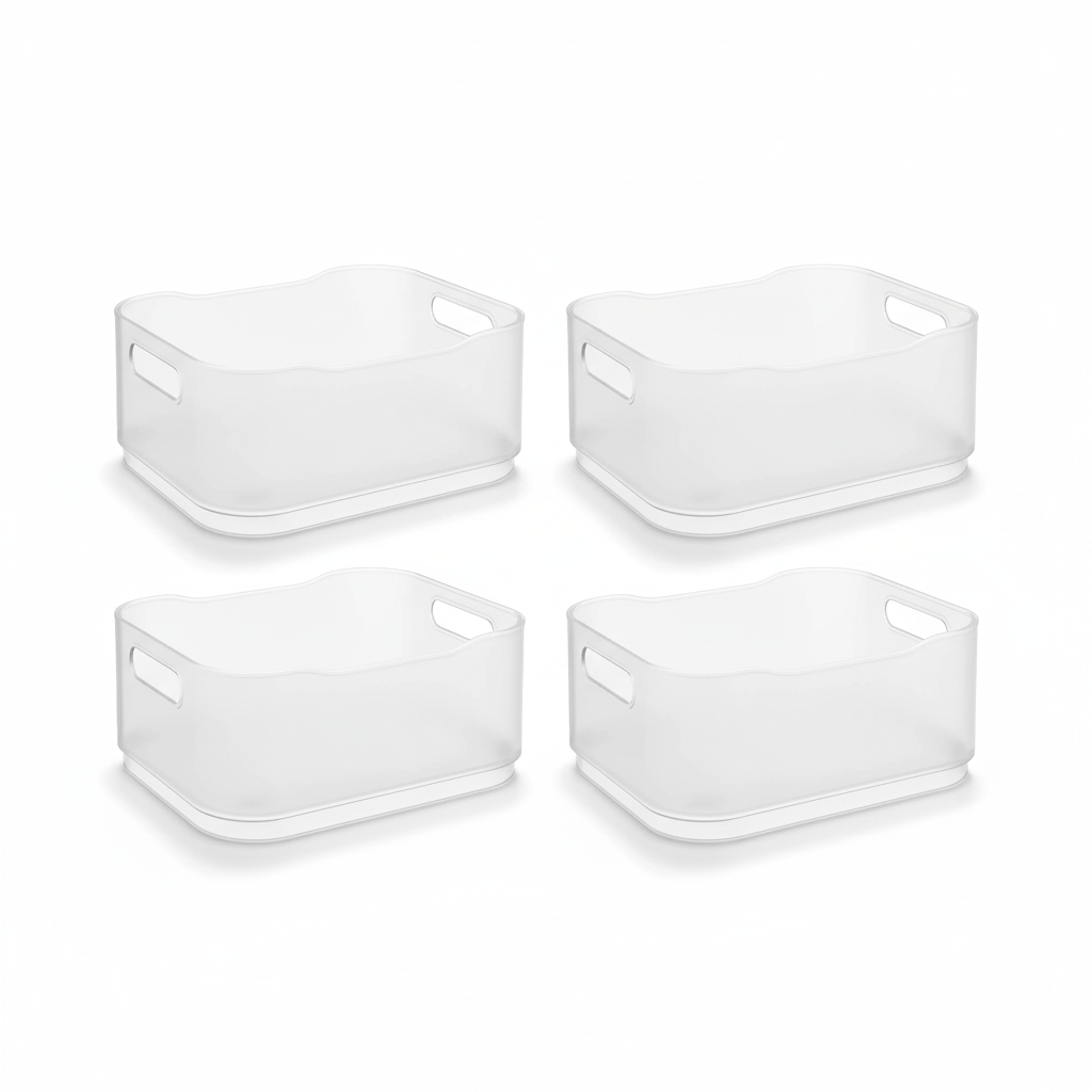 Cestos Organizadores Fit Pequenos com Alça 1,75l 18,5cm Cristal com 4 unidades