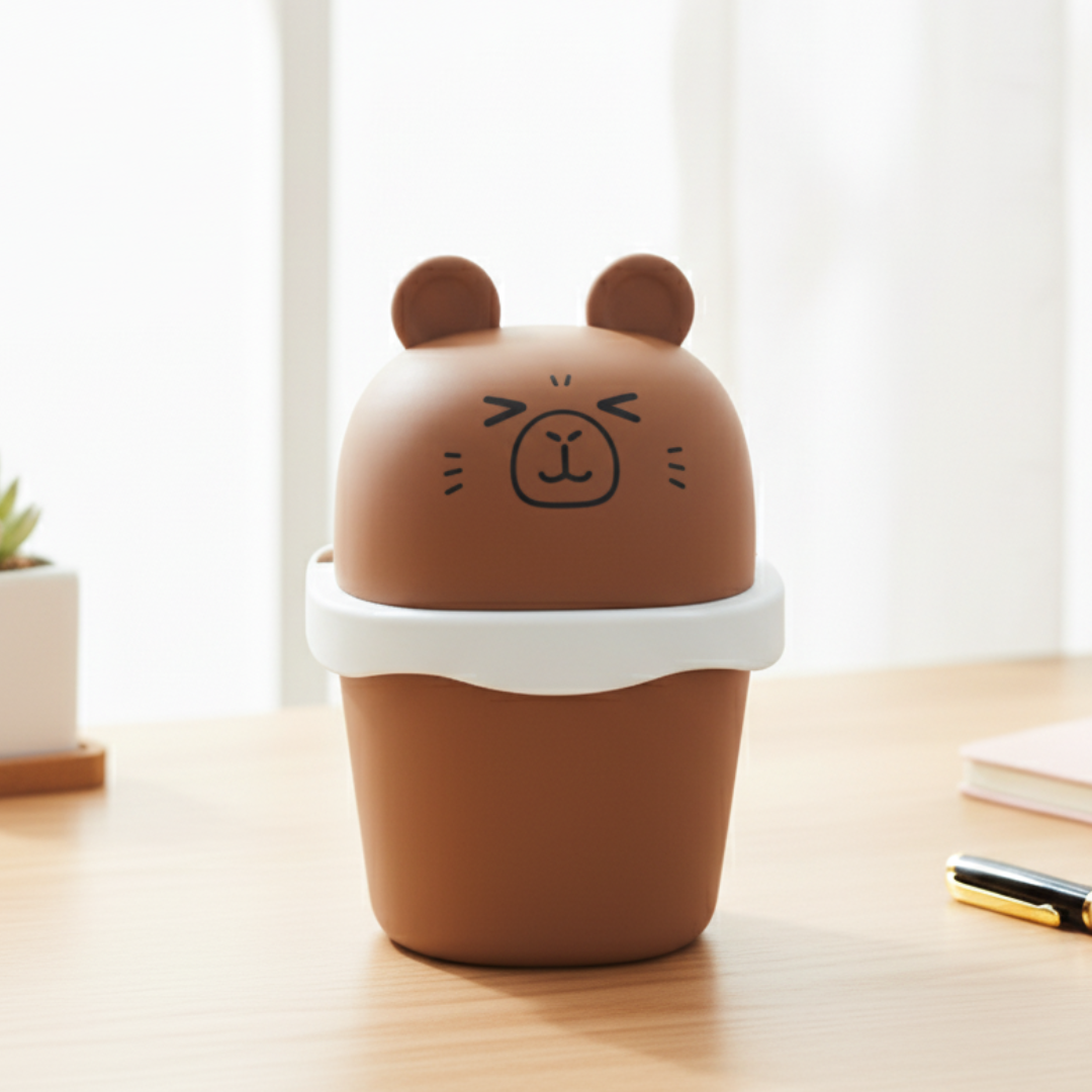 Lixeira De Mesa Quarto Escritório Presente Criativo Capivara Marrom