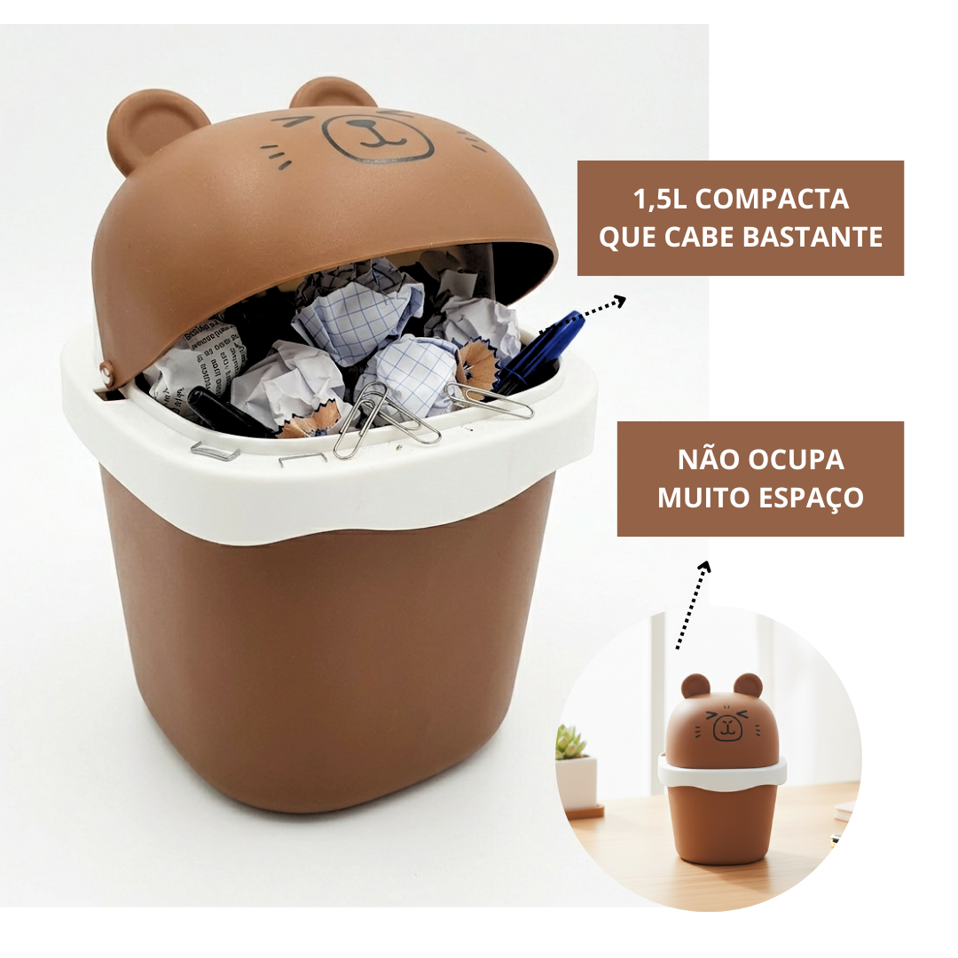 Lixeira De Mesa Quarto Escritório Presente Criativo Capivara Marrom