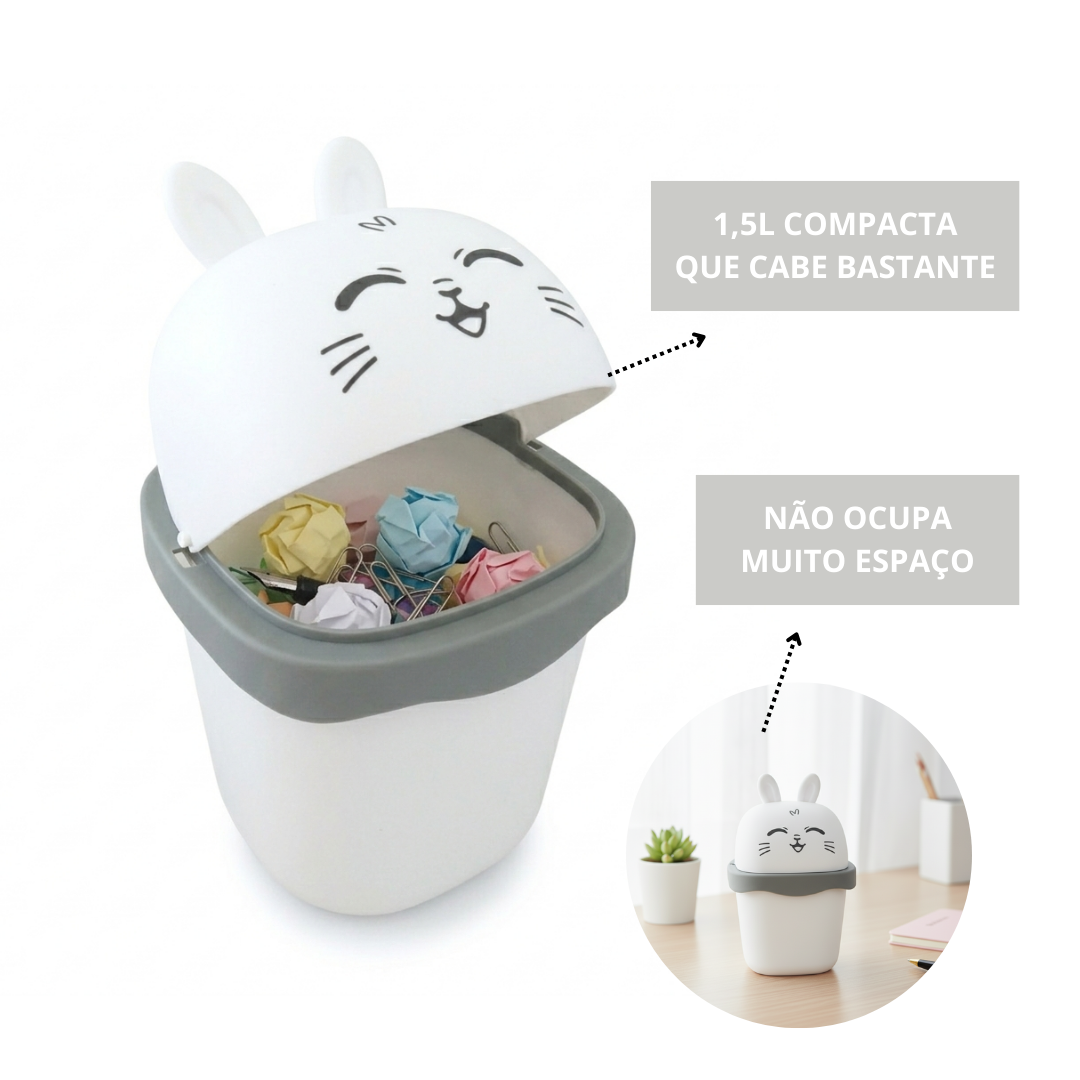 Lixeira De Mesa Quarto Escritório Presente Criativo Coelho Branco
