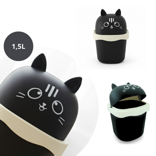 Lixeira De Mesa Quarto Escritório Presente Criativo Gato Preto