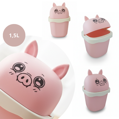 Lixeira De Mesa Quarto Escritório Presente Criativo Porco Rosa