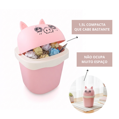 Lixeira De Mesa Quarto Escritório Presente Criativo Porco Rosa