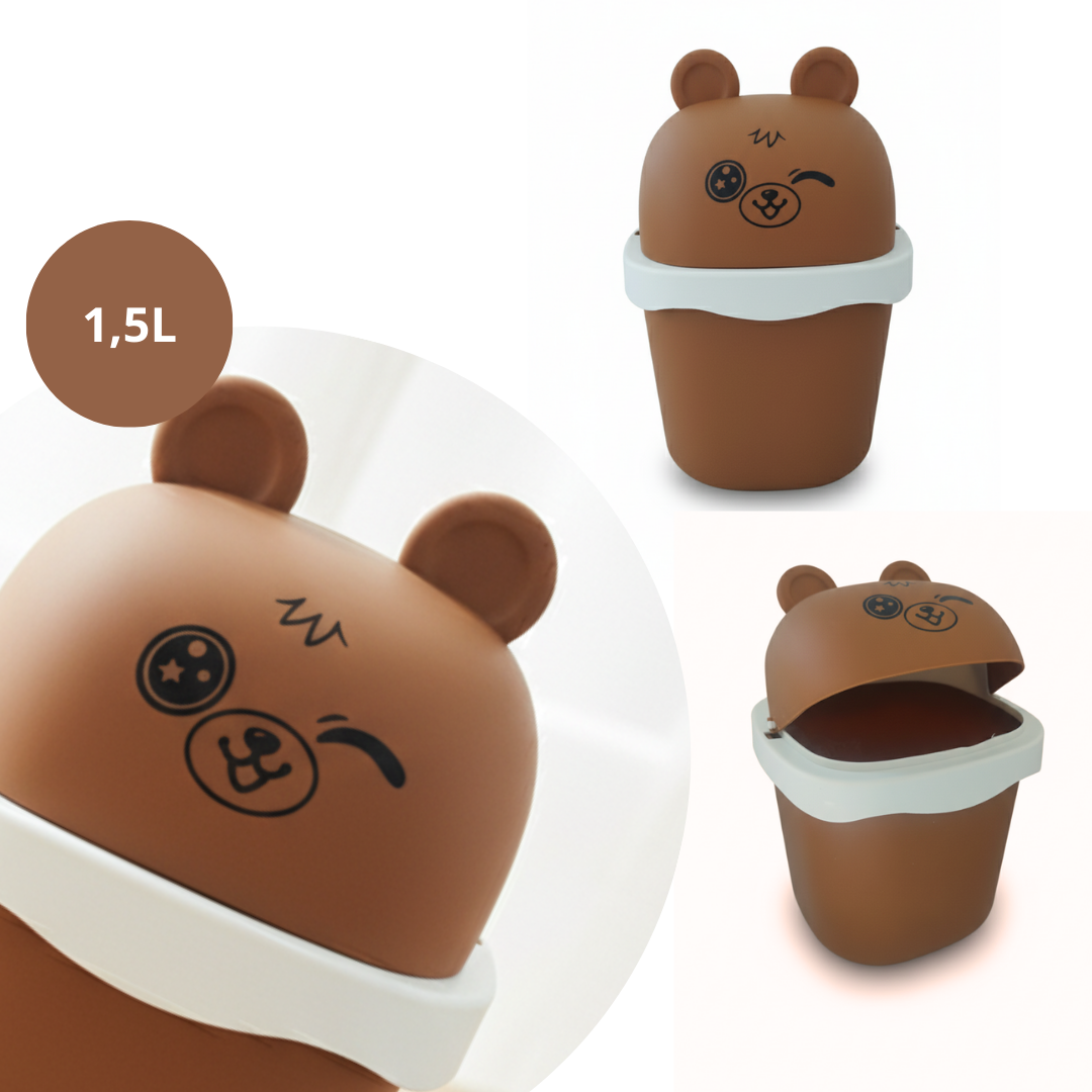 Lixeira De Mesa Quarto Escritório Presente Criativo Urso Marrom