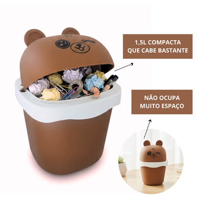 Lixeira De Mesa Quarto Escritório Presente Criativo Urso Marrom
