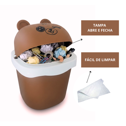 Lixeira De Mesa Quarto Escritório Presente Criativo Urso Marrom