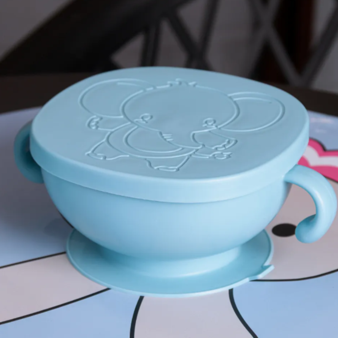 Pote Lanchinho Tigela Alimentos Infantil Baby Elefante Azul