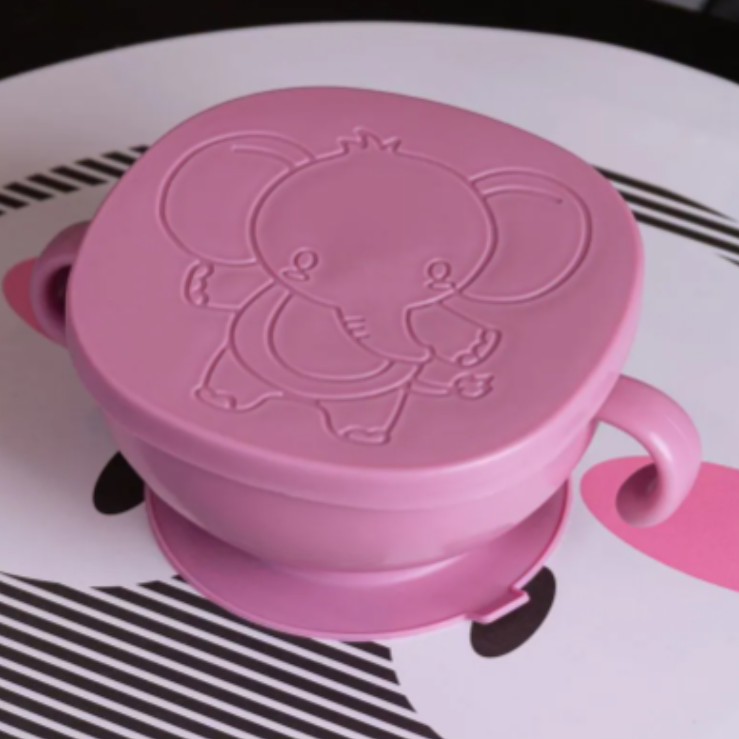 Pote Lanchinho Tigela Alimentos Infantil Baby Elefante Rosa