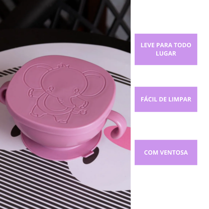 Pote Lanchinho Tigela Alimentos Infantil Baby Elefante Rosa