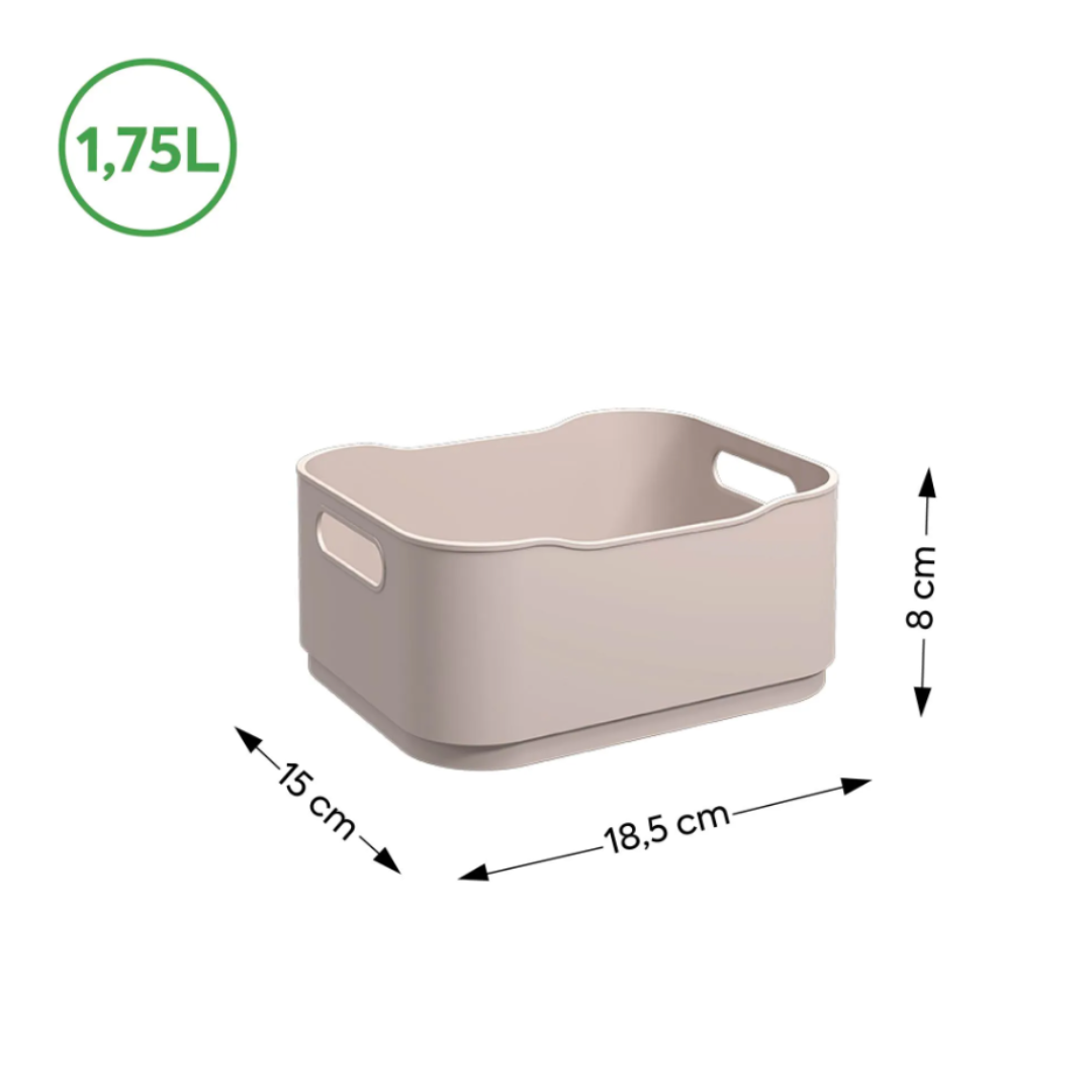 Cestos Organizadores Fit Pequenos com Alça 1,75l 18,5cm Cinza Claro com 4 unidades