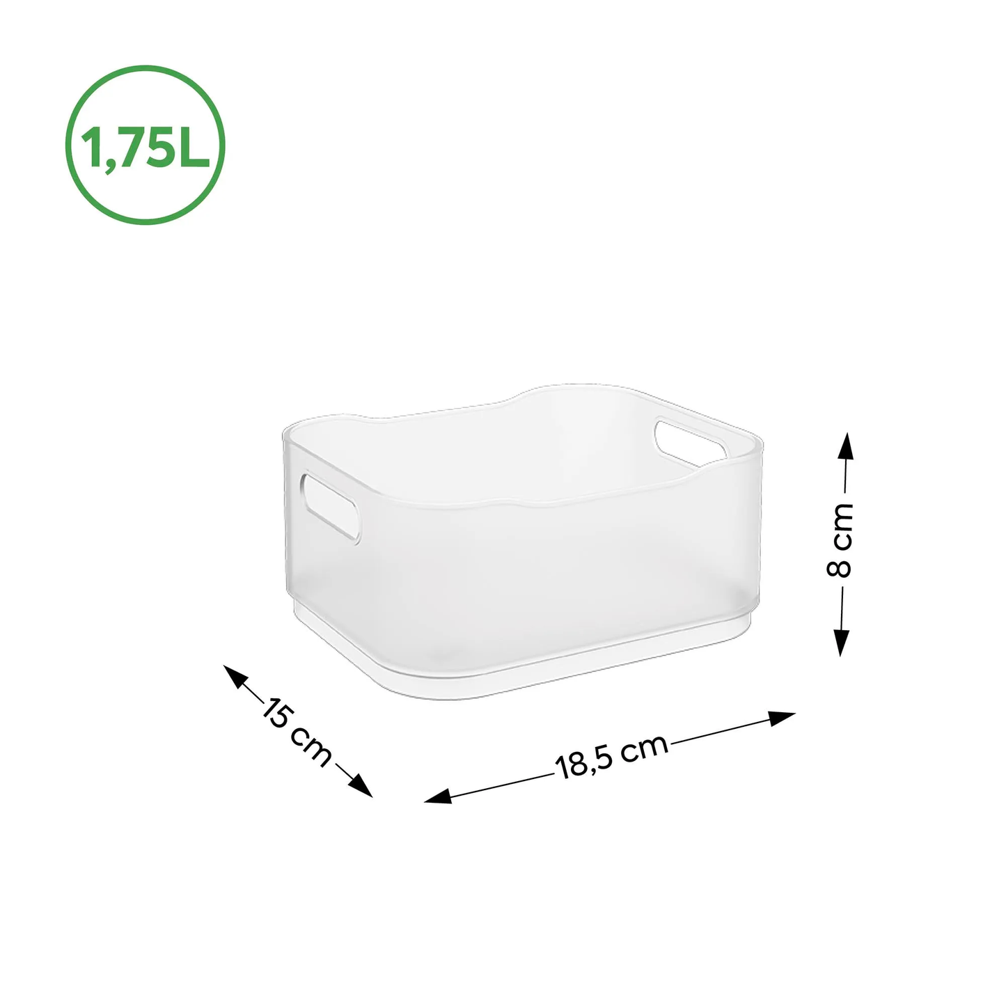 Cestos Organizadores Fit Pequenos com Alça 1,75l 18,5cm Cristal com 4 unidades