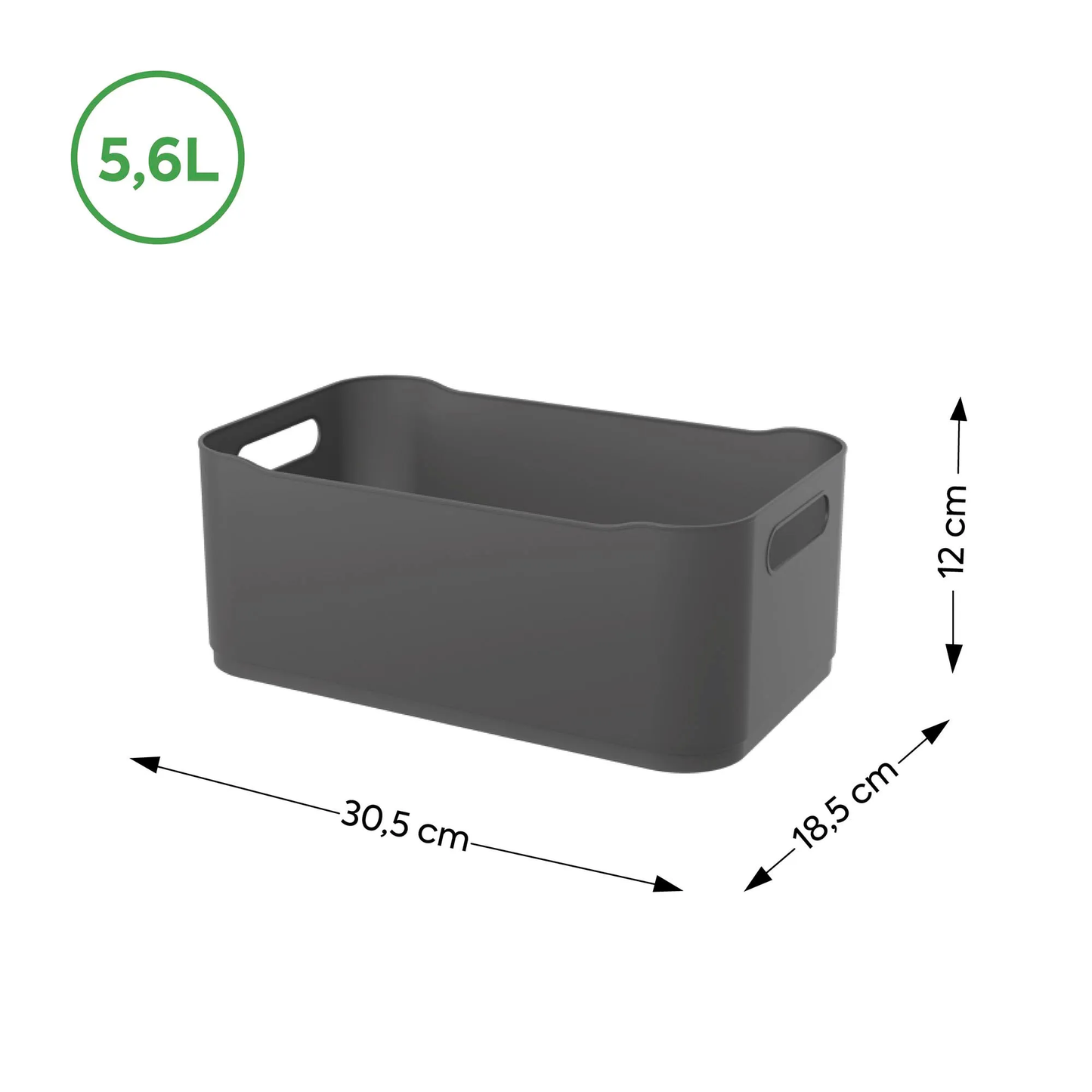 Cestos Organizadores Fit Grande com Alça 5,6l 30,5cm Cinza Chumbo com 4 unidades