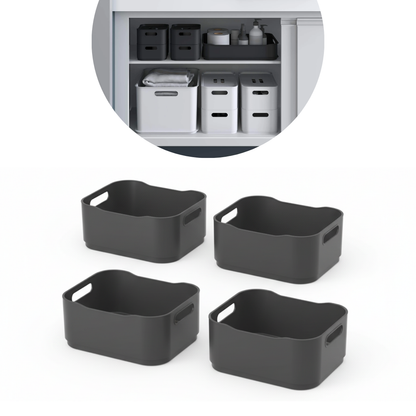 Cestos Organizadores Fit Pequenos com Alça 1,75l 18,5cm Cinza Chumbo com 4 unidades
