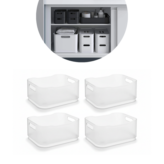 Cestos Organizadores Fit Pequenos com Alça 1,75l 18,5cm Cristal com 4 unidades